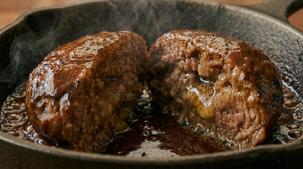 国産牛と国産豚の肉汁あふれるハンバーグ